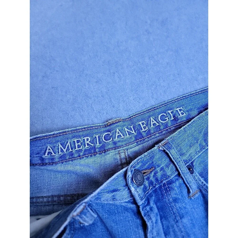 American Eagle Jeans Mens‎ 34x34 (36x33) Baggy Straight Blue Distressed Mid Rise